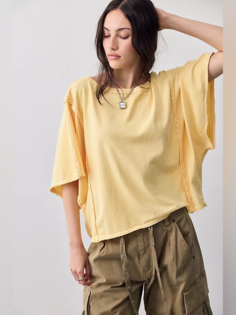 Free People We The Free Next Level Boat Neck Tee Honeybell SMALL NWOT